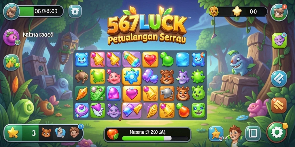 Tampilan gameplay seru dalam game Match-3 567LUCK.