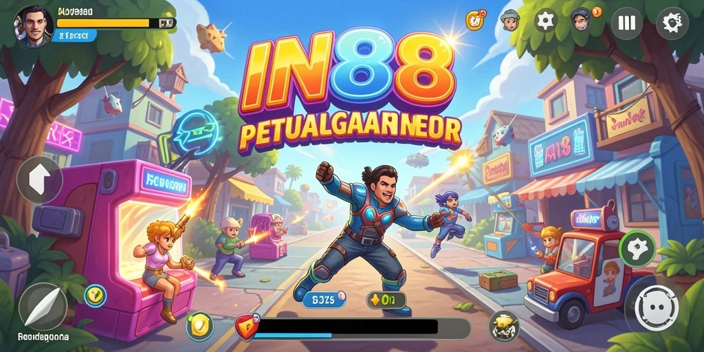 Gameplay seru IN88 dengan tantangan menantang dan power-up.