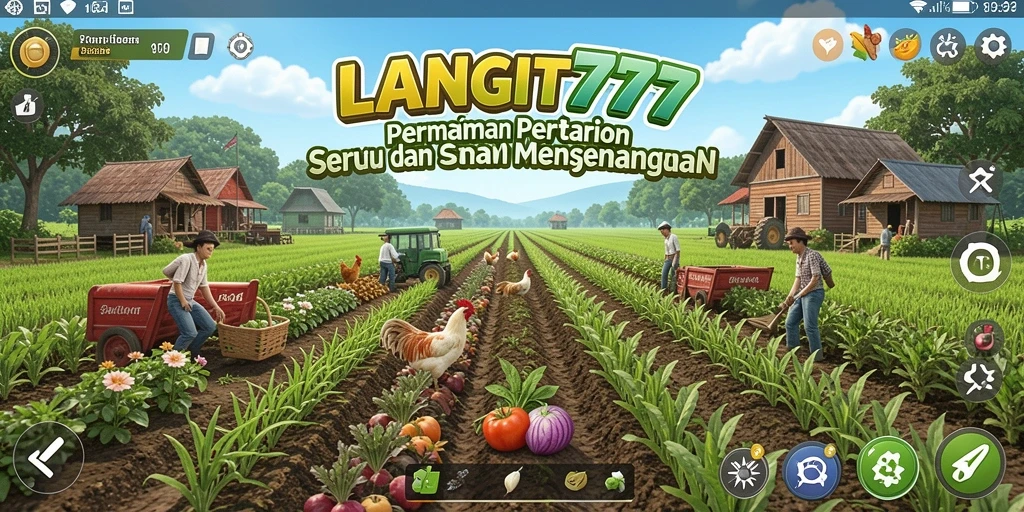 Tampilan gameplay seru dalam LANGIT777 dengan aktivitas pertanian.