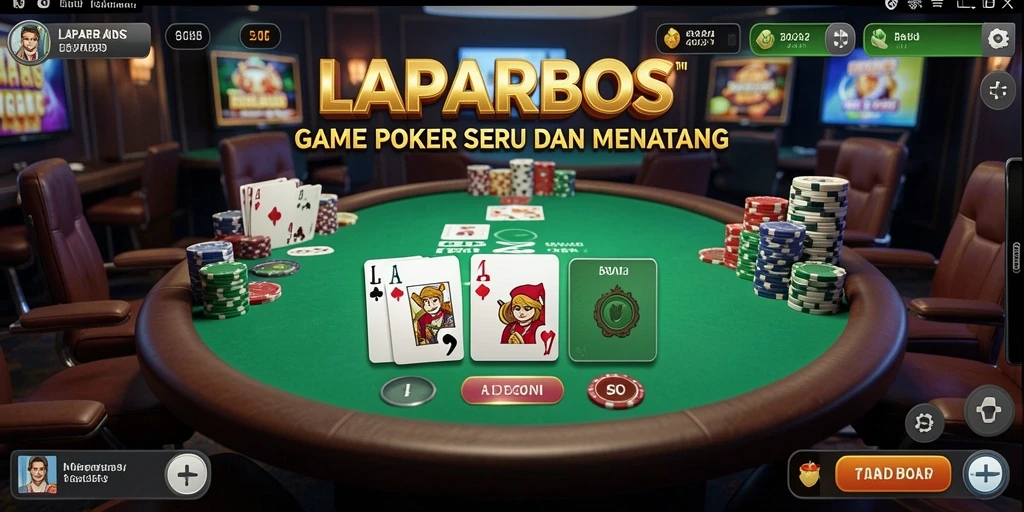 Tampilan gameplay seru di LAPARBOS saat permainan Poker berlangsung.