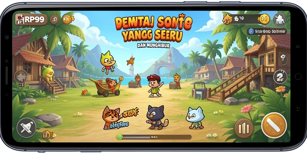 Tampilan screenshot dari gameplay RP99 yang menarik dan penuh warna.
