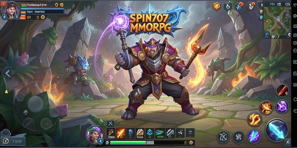 Screenshot gameplay SPIN707 memperlihatkan pertempuran seru di dunia MMORPG yang kaya.