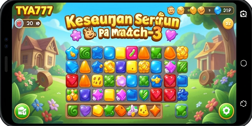 Gameplay seru TYA777 dengan fitur Match-3 yang menarik.