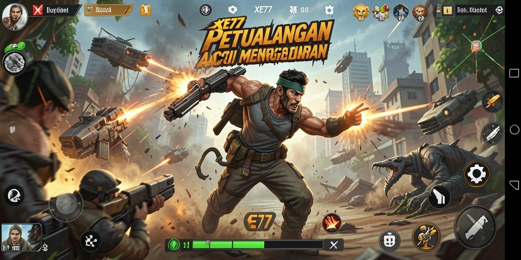Gameplay XE77 yang mendebarkan dan penuh aksi.