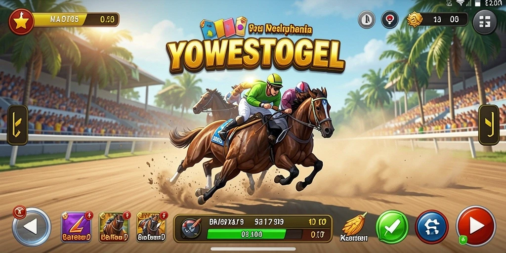 Tampilan gameplay YOWESTOGEL dengan balapan yang menegangkan.